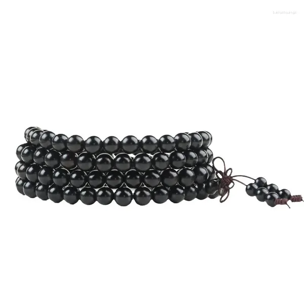 Charm Armbänder 8mm natürlicher Sandelholz buddhistische Perlen 108 Buddha Meditation Schwarz Holz Perlen Armband Armreifen Männer Frauen Frauen
