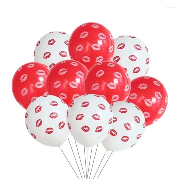 Party -Dekoration 10pcs 12 -Zoll -Hochzeitsballon Red White Lip Helium Ballon Jubiläum Geburtstag Valentinstag Dekorationen Event Lieferungen