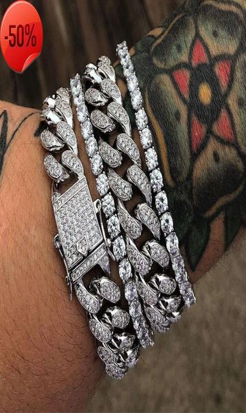 2021 Bracelets de jóias de jóias de jóias de ouro Gold Miami Cuban Link Bracelet Mens Hip Hop9318951
