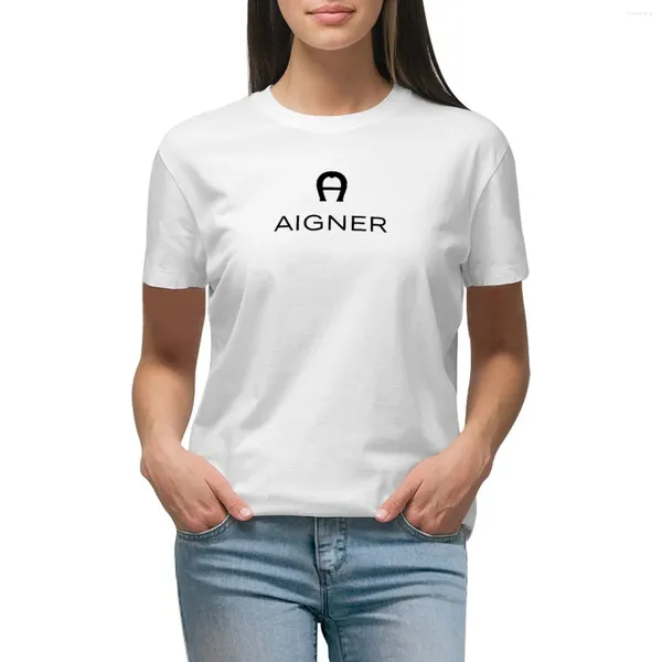 Polos femininos logotipo aigner lambang uma camiseta t-shirt tops tops lady roupas tamis para mulheres