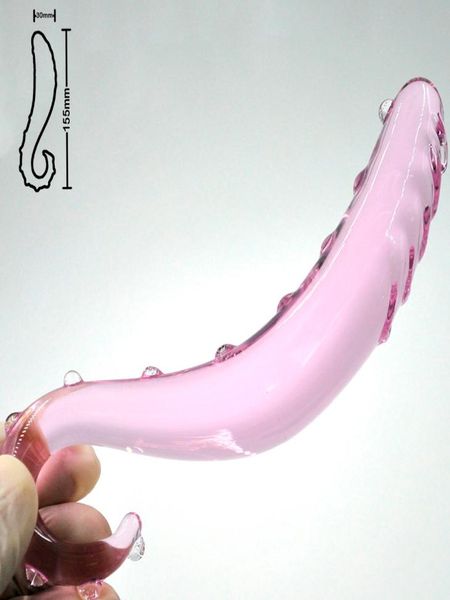 Pink Pyrex Glass Dildo Penis artificiale Crystal Falso anale Fallo Prostato Masturbatore Masturbatore Sex Toys per uomini gay adulti Uomini 17308829986