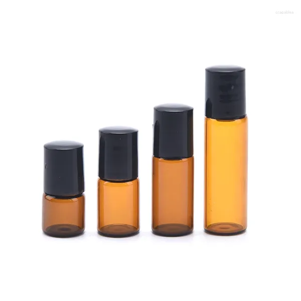 Bottiglie di stoccaggio 10pcs/confezione 1 ml 2 ml 3 ml da 5 ml di vetro sottile ambra su fladiali di olio essenziale di bottiglia