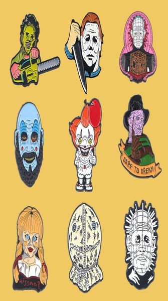 PC902 Ganz 10pcslot Halloween Clown Horror Ghost Emaille Pins Metal Netter Kragen für Frauen Brosche Schmuck Lapel Pin Badge 20101905505