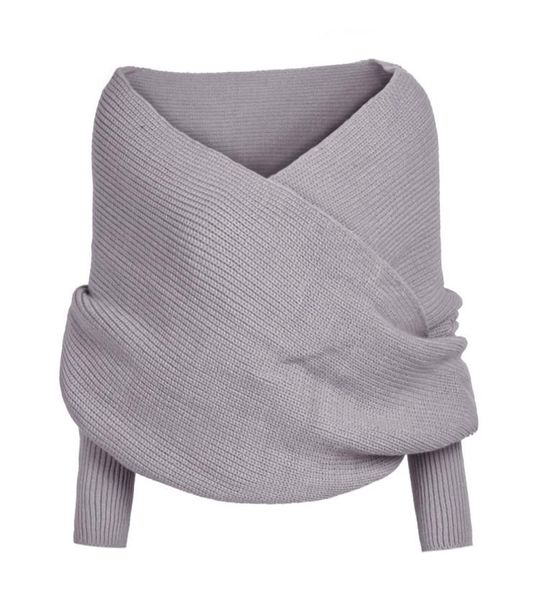 Kenancy Women Fashion Knitwear suéteres sólidos embrulham sexy v pescoço clube de gado Cardigan Shawl Sweater Mangas compridas MUJER JUMPER PULL4024420