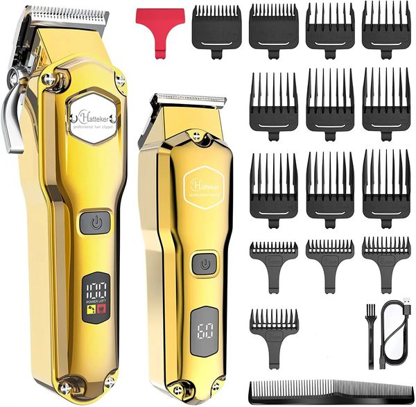 Full Metal Professional Hair Clipper Combo Kit Барбер беспроводной триммер для волос для мужчин Мощный электрический инструмент для волос 240429