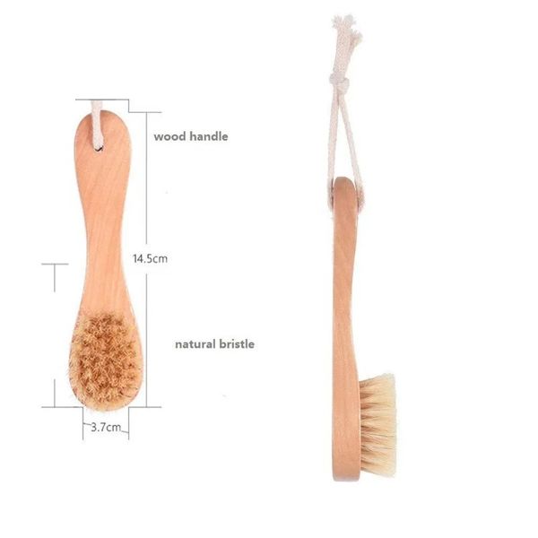 New 2024 1pc Brush de face natural Bristles esfoliando pincéis de rosto de madeira Mulher homem Cuidado com a pele do corpo do corpo de massageador de lavador de lavadora