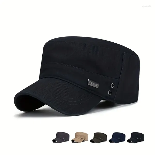 Caps Ball Caps Militar para homens Mulheres Classic Cotton Flat Outdoor Protection Sun Protection Casual Hat Retro Exército Ajustável