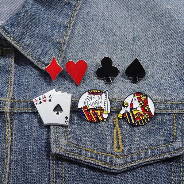 Broches da série de poker criativo Broche de card em roupas de pátria personalizada Plum Blossom peça quadrada Red em forma de pêssego Metal Distrack
