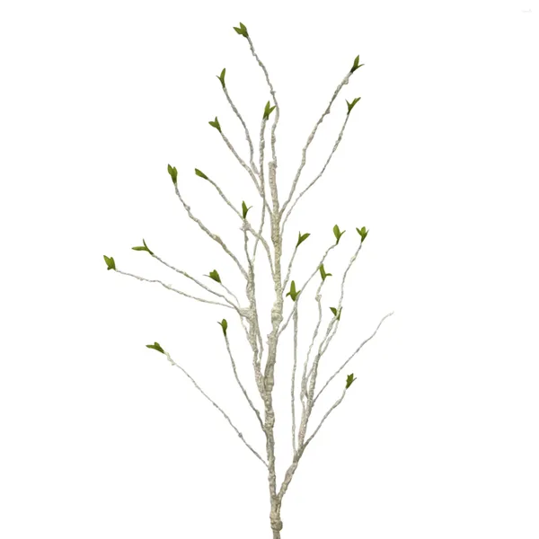 Flores decorativas 1pc simulação árvore ramos artificial emulação de decoração de casamento decore o fio de ferro branco murcha