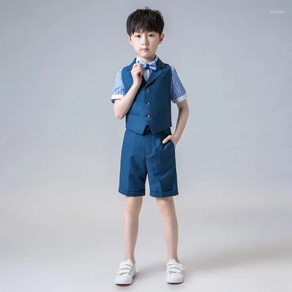 Set di abbigliamento per ragazzi floreali di nozze formali abiti da smoking per bambini camicia cortometra