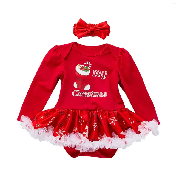 Kız Elbise Yürümeye Başlayan Kız Kızlar Noel Bebek Giysileri Pamuk Bahar ve Sonbahar Hücre Elbise Bir Çizgi 4t Uzun Kollu