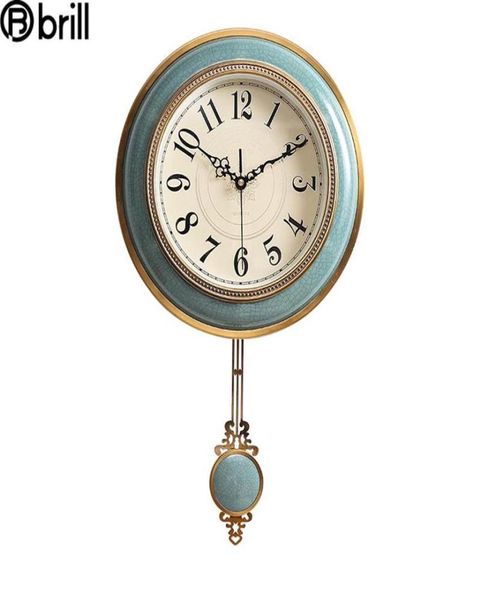 Luxus -Pendel Uhr Wall Home Decor kreative Uhren Großes Wohnzimmer Metall Reloj de Pared Swingable Antique Style268n2473108