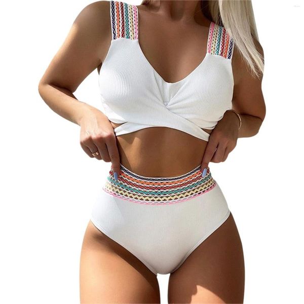 Frauen Badekleidung Badeanzug sexy Bikini zeigen dünne Rückenless hohe Taille Triangle zweiteiliger Strandkleidung für Frau Sommer