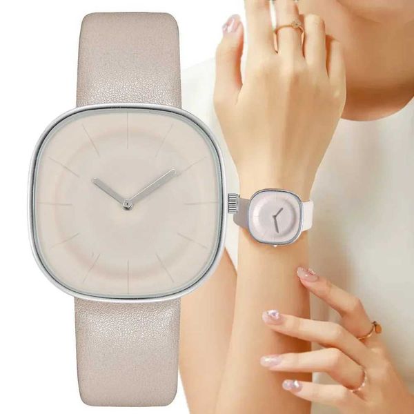 Orologi da polso 2024 marca di moda femminile semplice casual quadrata a 2 pin quarzo beige cintura regalo gift h240504