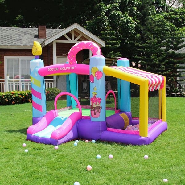 Kids Bounce House House Inflável Moonwalk Bouncer Castle Jumper W/ Slide e Ball Pit Blower For Children Castle Castle Castelo