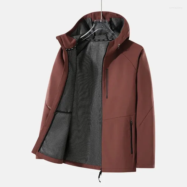 Giacche da uomo con cappuccio Water Repellente Tecnico con cerniera con cerniera a strato singolo a vento esterno coppia coppia di trekking harajuku