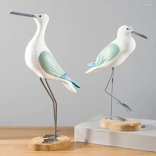 Figurine decorative in legno Desktop Seagullo in miniatura Garden Sea Bird Model Yard Craft Statue Office Patio Lawn