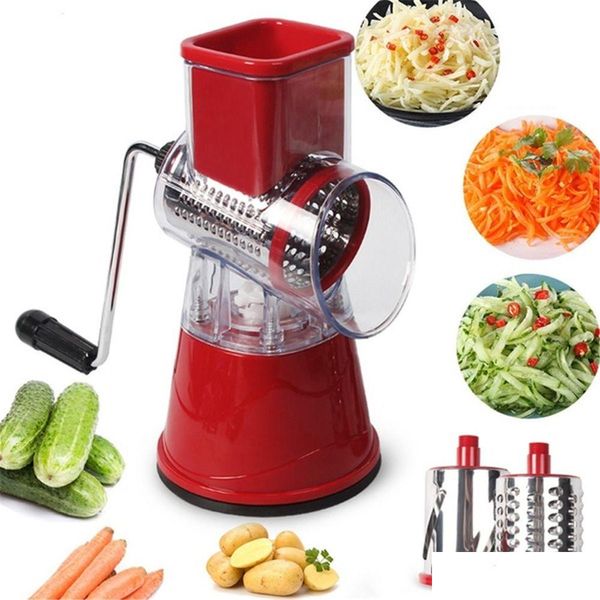 Ferramentas de vegetais de frutas Mtifuncconal Cutter redondo Slicer Roller Gadgets Ferramenta Chopper Potato Cenout Cheito Shredder Processo de alimentos OTFWC