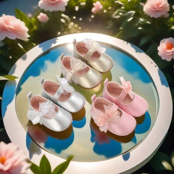 Primeiros caminhantes novos 0-18m recém-nascidos sapatos de bebê feminino algodão macio anti-arco de arco nobre nobre vestido princesa tênis h240504