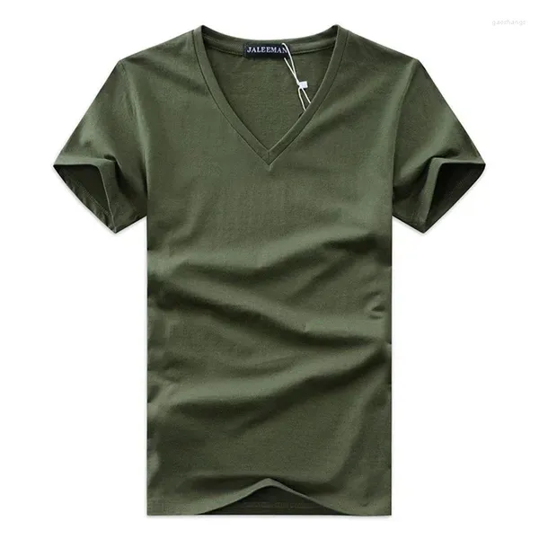 Herrenanzüge A3635 Plus Size T-Shirts Sommer lässiger v-Ausschnitt atmungsaktive Marke T-Shirt-Männer Kurzarm