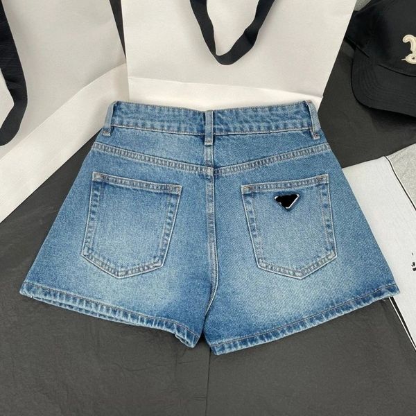 Women Denim Jeans Back Triangle Logo Appliqued Designer Luxury Shorts con etichetta e tag mlxl