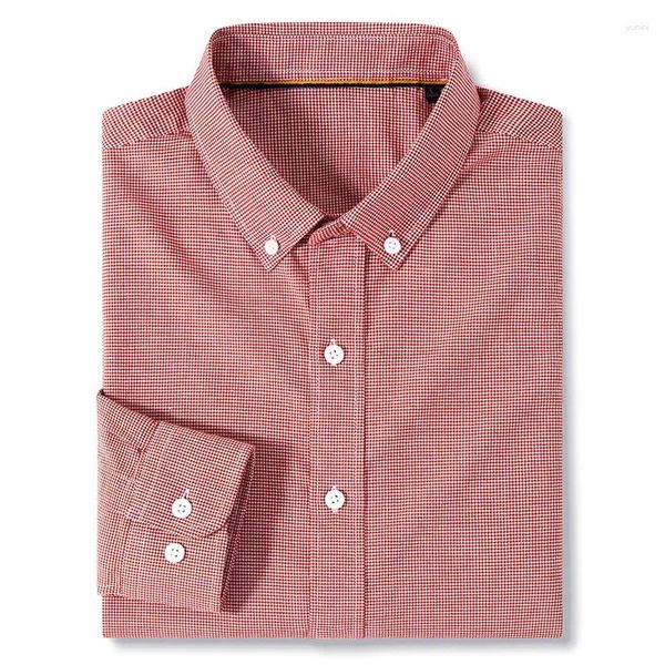 Мужские повседневные рубашки деловая рубашка хлопка с длинной рукавом Oxford Social Check Social Offic Office Man Standard Fit Plaid My1036
