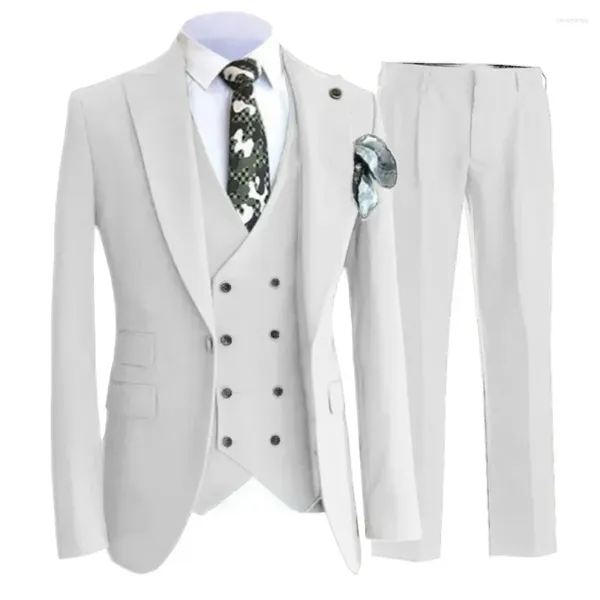 Ternos masculinos homens negócios casamento casual casamento esbelto terno de 3 peças calça calça coletes cistas conjuntos machos calças de casaco masculino colete ropa para hombre