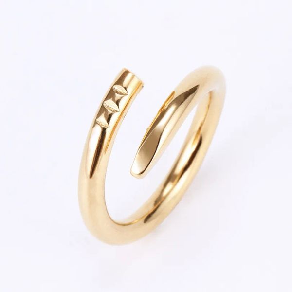Anel de luxo de alta qualidade anéis de unhas de aço inoxidável Jóias de aço rosa ouro prata rosa Diamante