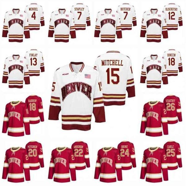 CEOC202 Denver Pioneers NCAA Koleji Hokey Jersey Griffin Mendel Brett Stapley Kohen Olischefski Liam Finlay Ian Mitchell Kevin Dineen