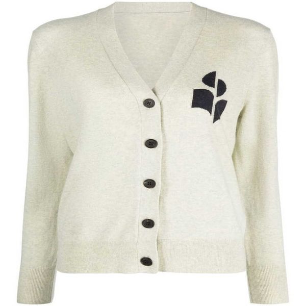 Французская французская Isabel Marant Women Classic Button Cardigan Wool Cotton Bellend Designer Designer Свитер с длинными рукавами 232p