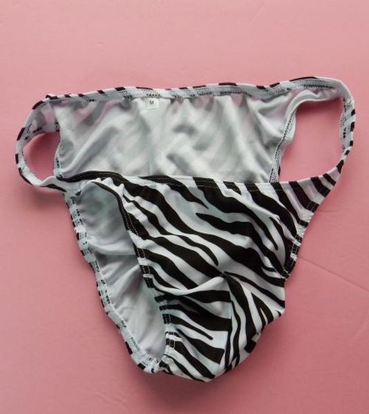 Мужские струнные бикини модные трусики G3774 Передняя мешочка умеренная задняя часть Zebra Prints Swimsuit Table -Wear5882690