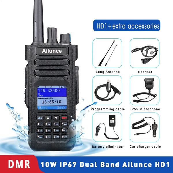 Ailunce HD1 DMR Digital Walkie Talkie Ham Rádio de longo alcance Amateur twoway walkietalkie gps vhf uhf transceptor de banda dupla 240430