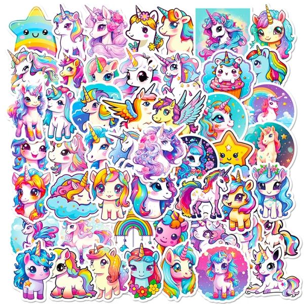 10/30/50pcs Unicorn Flight PVC Adesivo Astetico Decorazione Scrapbooking per bambini Corea di articoli di cancelleria per bambini