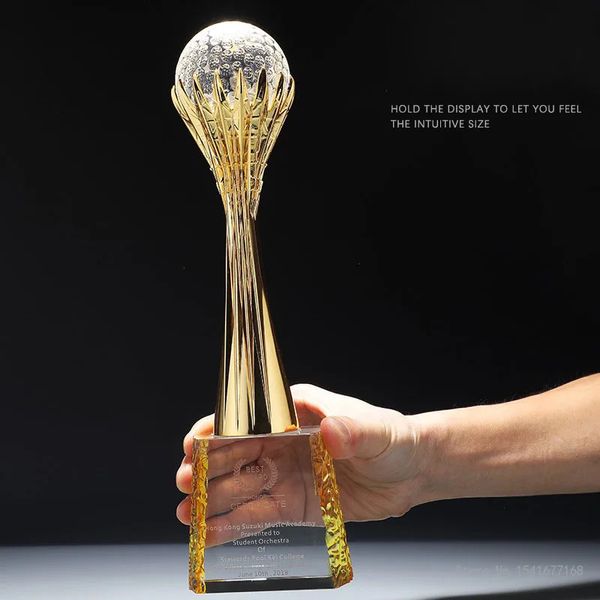 Trofeo in bronzo d'oro in metallo Silver Bronze Trofeo personalizzato Volyball Earth Football Basketball Golf Sports Concorso Sports Letter Crystal Trophy 240424