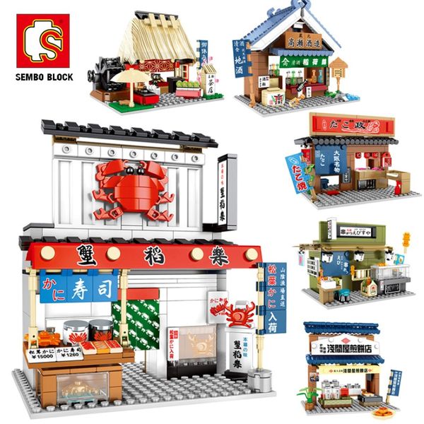 Sembo Block City Sets Street View Food Shop Architecture Store Store Store Snack Bar Blacts Bulters City House Bricks Kids Toys Gift C1114 201P