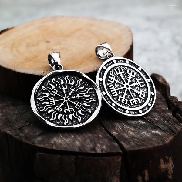 Colares pendentes de estilo europeu e americano Viking Compass personalizado da moda jóias de aço de titânio masculino masculino