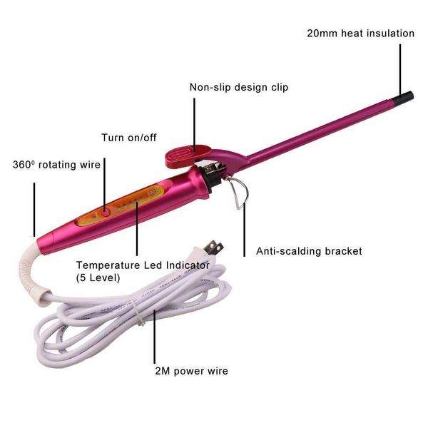 Haarburlerglätter neue Produkte Purpur Keramik 9mm Lockener Tiefe Locken Wellen Curlers Magic Professional Curling Sticks Schönheitsstyling -Werkzeuge Y240504