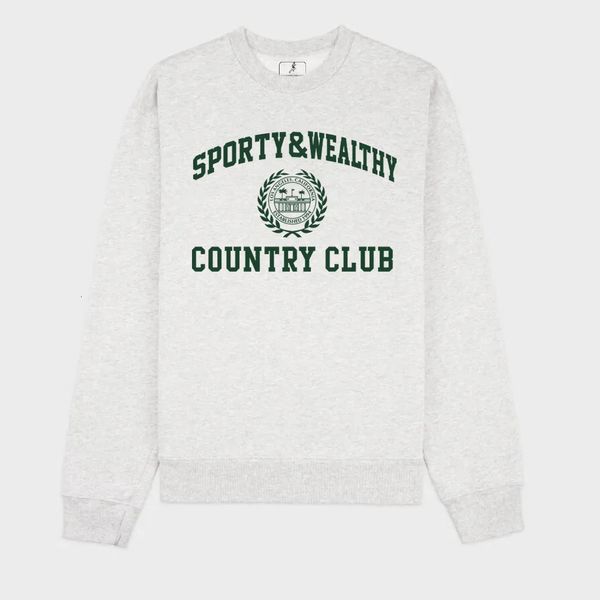 American Retro Country Club Impressão feminino Crewneck de algodão solto moletons com manga longa de luva longa clara 90s Jumpers de rua casual 240426