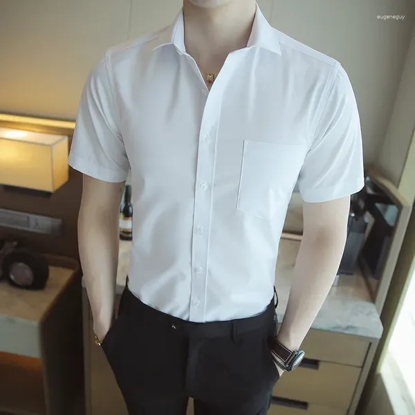Camicie da uomo Abito Classico a maniche corta Slimal Business Formale Scifente Social Simple Basic White Office Shirt Casual Shirt Casual