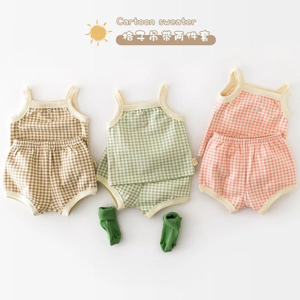 Bebek set pijama bebek yelek şort erkekler ev hizmeti bebek kız kıyafeti doğumlu kıyafetler çocuk 240418