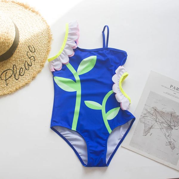 3-12 anni Girls Swimsuit Sun Flower Summer Children Girls One Piece Swim costumi da bagno da bagno in costume da bagno Monokini 420 240430