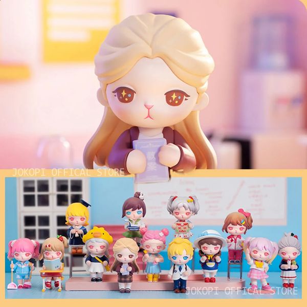 Pop Mart Bunny School Campus Serie Blind Box Toys Model Bestätigung Stil süßer Anime -Figur Überraschung Mystery Girls Geschenk 240426