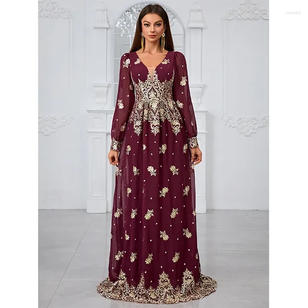Lässige Kleider Abaya Dubai Türkei Muslim Langes Kleid Full Särmes Frauen Islamische Kleidung Kaftan Ramadan Stickerei bescheidene Cocktailparty