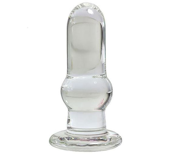 Tappo anale di vetro trasparente 134 cm dilator anale dildo g Spot Spot tappo di button dildo per donne giocattoli sessuali di testa Y190716344075