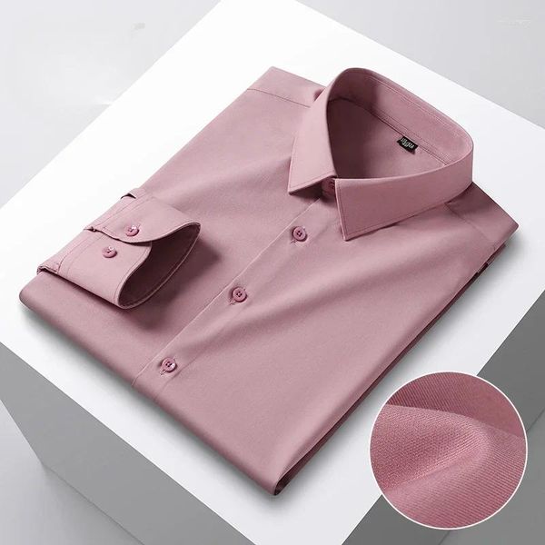 Camicie casual da uomo in camicia hight qulity mulberry seta modale a maniche lunghe per uomini vestiti eleganti abbraccia