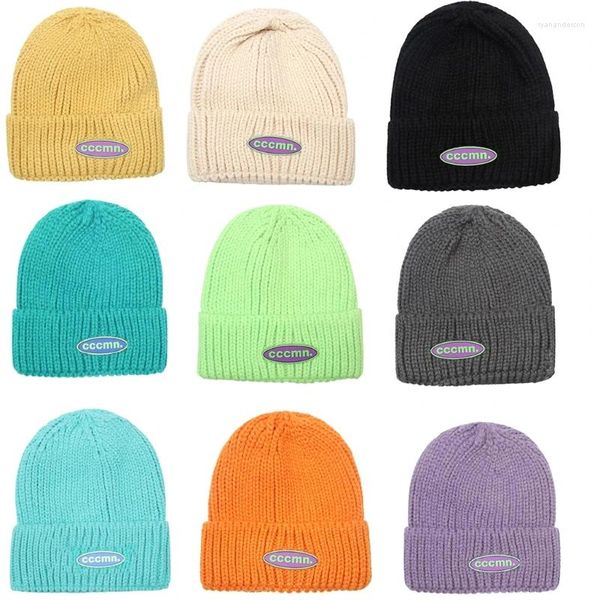 Letra de carta de boinas Beanie Hat Hat Loolen Candy Color Knit