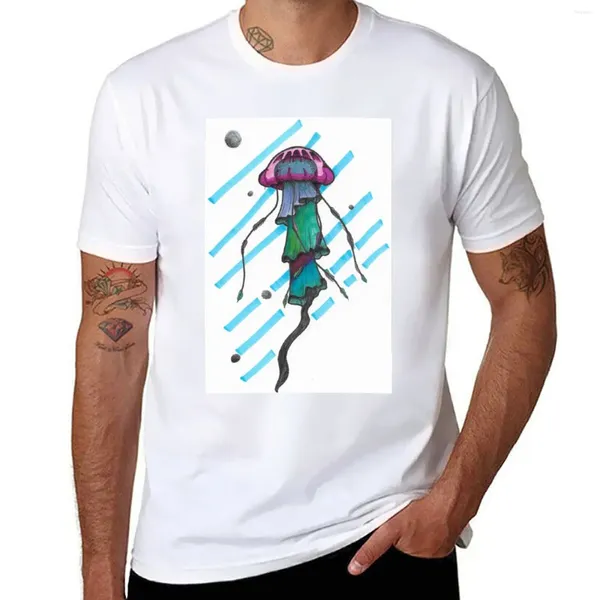 Tops cerebbe da uomo T-shirt per jellyfish neon anime plus size camicie da camicie da uomo grafico alto