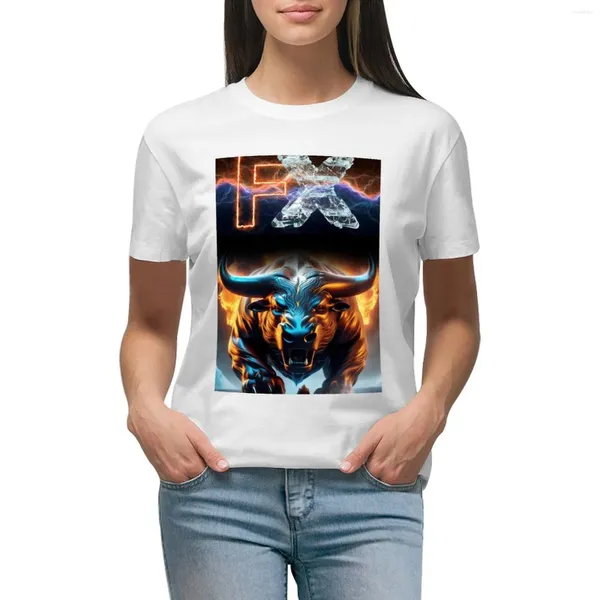 Polos da donna Great Bull Of Forex Fire T-shirt Shirt stampa animale per ragazze abbigliamento estivo di vestiti hippie