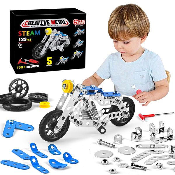 Auto CNC Auto Children's Children's Metal Block Block Vite e Gruppo da dado Modello meccanico 3D Modello di giocattolo per bambini fai -da -te.