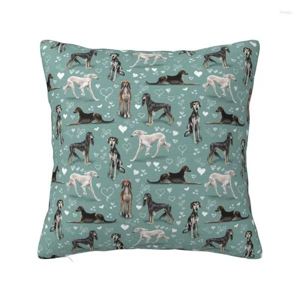 Cuscino la copertura verde Saluki Greyhound Sighthound Dogs Decorazione del soggiorno moderno